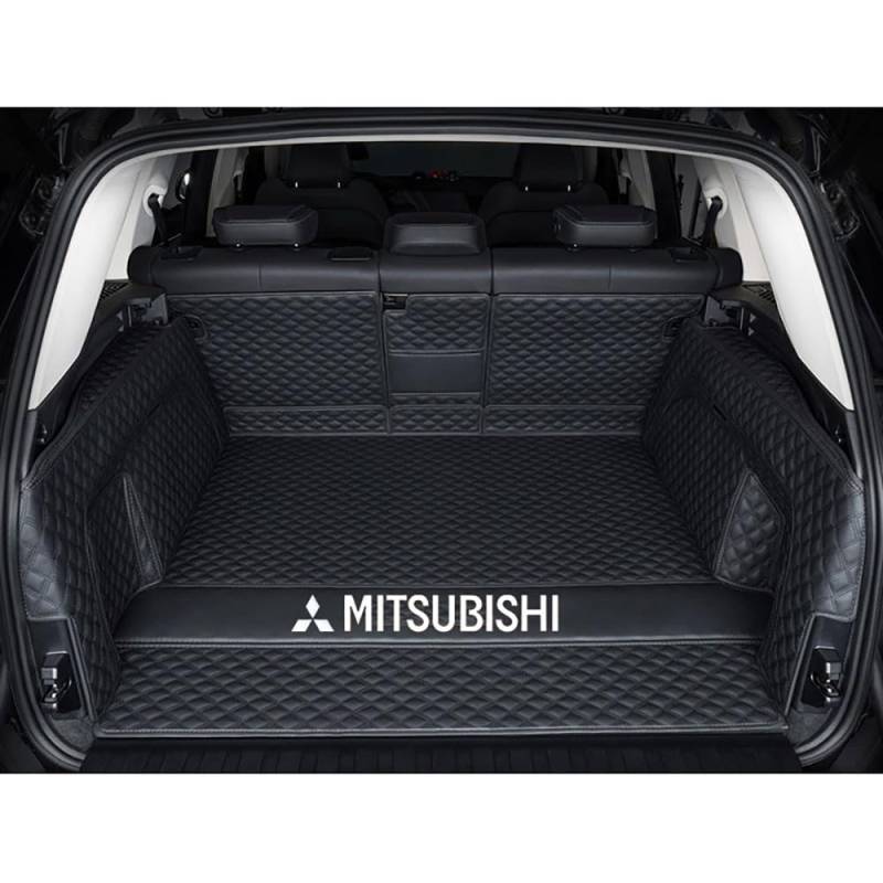 Auto Leder Kofferraummatte für Mitsubishi Outlander 2019-2021 Kofferraum Schutzmatte rutschfest Wasserdicht Kofferraumwanne Interieur ZubehöR,Full Package-Black Style von YPXHCZYJ