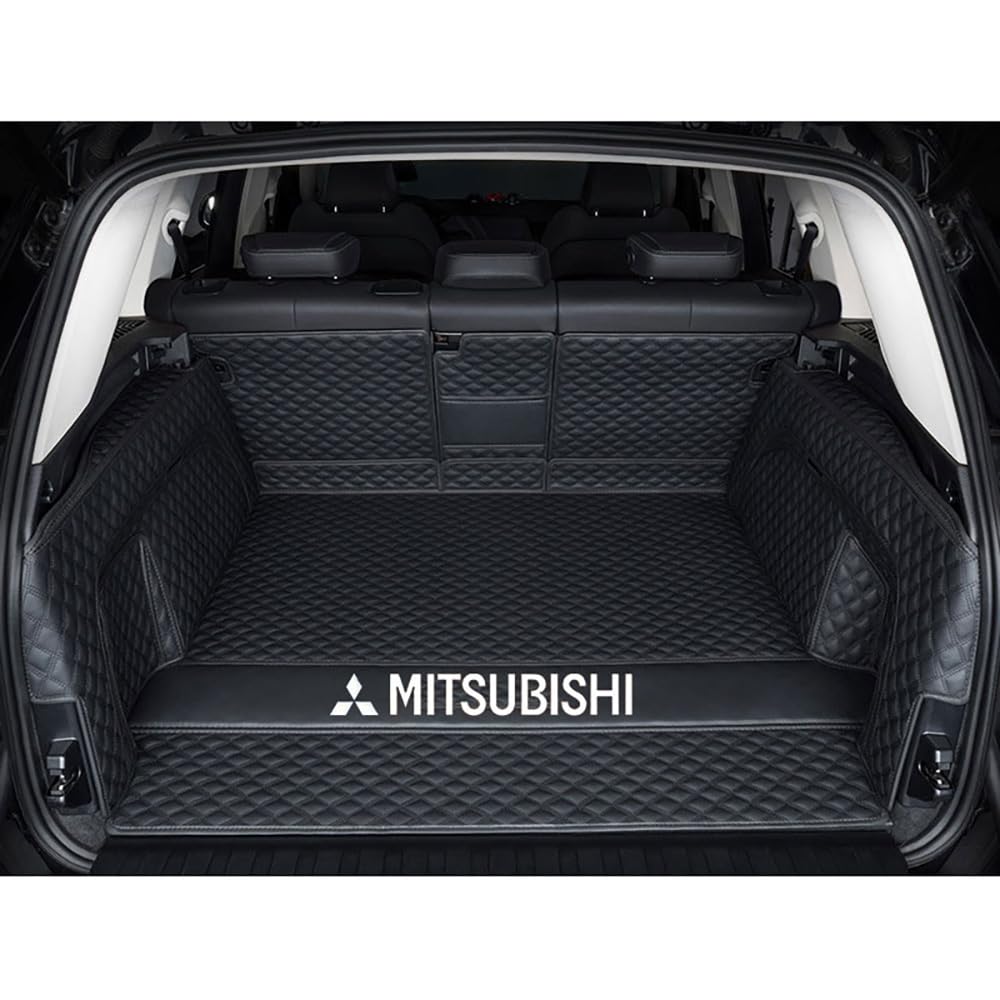 Auto Leder Kofferraummatte für Mitsubishi Outlander 5seats 2019 Kofferraum Schutzmatte rutschfest Wasserdicht Kofferraumwanne Interieur ZubehöR,Full Package-Black Style von YPXHCZYJ
