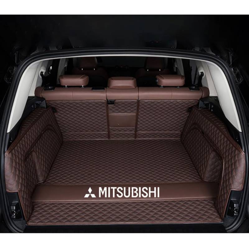 Auto Leder Kofferraummatte für Mitsubishi Outlander III PHEV 2014-2022 Kofferraum Schutzmatte rutschfest Wasserdicht Kofferraumwanne Interieur ZubehöR,Full Package-Coffee Style von YPXHCZYJ