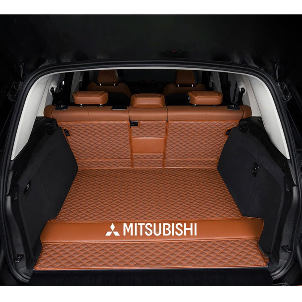 Auto Leder Kofferraummatte für Mitsubishi Shogun Sport 2019-2023 2024 Kofferraum Schutzmatte rutschfest Wasserdicht Kofferraumwanne Interieur ZubehöR,Main Cushion + Backrest-Brown Style von YPXHCZYJ