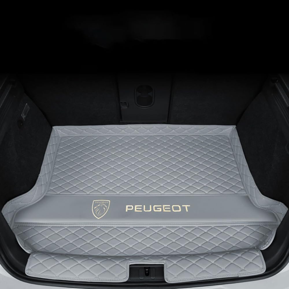 Auto Leder Kofferraummatte für Peugeot 308 408 508L 3008 4008 5008 2008 301 Kofferraum Schutzmatte rutschfest Wasserdicht Kofferraumwanne Interieur ZubehöR,B Style-Gray Style von YPXHCZYJ