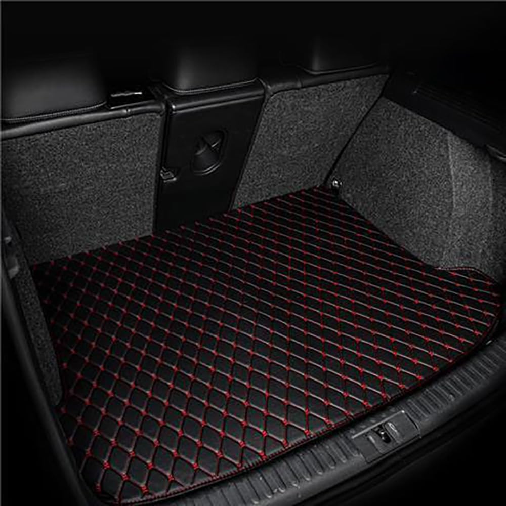 Auto Leder Kofferraummatte für Toyota Camry 2018 2019 2020 2021 Kofferraum Schutzmatte rutschfest Wasserdicht Kofferraumwanne Interieur ZubehöR,Black Red von YPXHCZYJ