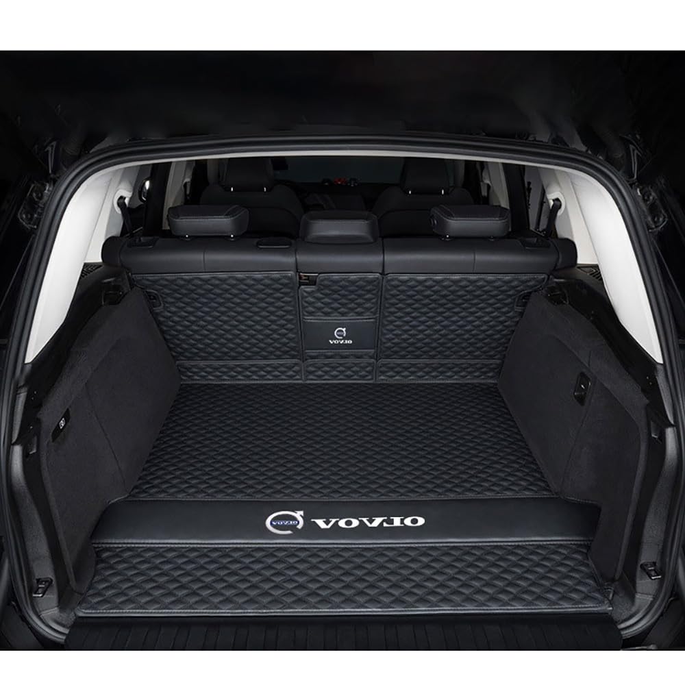 Auto Leder Kofferraummatte für Volvo EX30 2023-2024 Kofferraum Schutzmatte rutschfest Wasserdicht Kofferraumwanne Interieur ZubehöR,Main Cushion + Backrest-Black Style von YPXHCZYJ