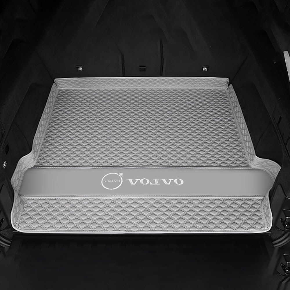 Auto Leder Kofferraummatte für Volvo V40 V50 V60 V70 V90 XC60 XC70 Kofferraum Schutzmatte rutschfest Wasserdicht Kofferraumwanne Interieur ZubehöR,Base Pad-Gray Style von YPXHCZYJ