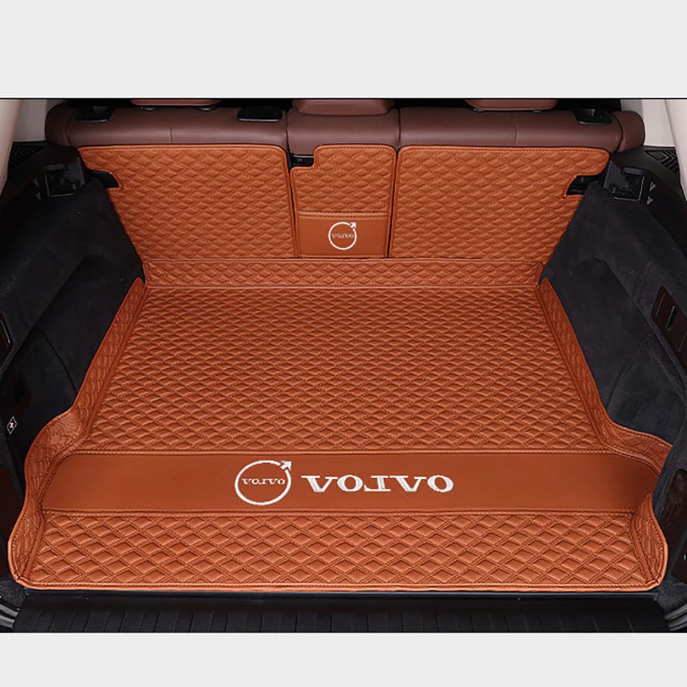 Auto Leder Kofferraummatte für Volvo V40 V50 V60 V70 V90 XC60 XC70 Kofferraum Schutzmatte rutschfest Wasserdicht Kofferraumwanne Interieur ZubehöR,Half Surround-Brown Style von YPXHCZYJ