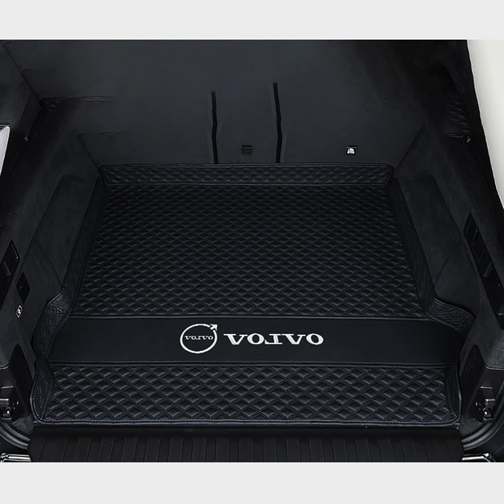Auto Leder Kofferraummatte für Volvo XC40 2018 2019 2020 2021 2022 2023 2024 Kofferraum Schutzmatte rutschfest Wasserdicht Kofferraumwanne Interieur ZubehöR,Base Pad-Black Style von YPXHCZYJ