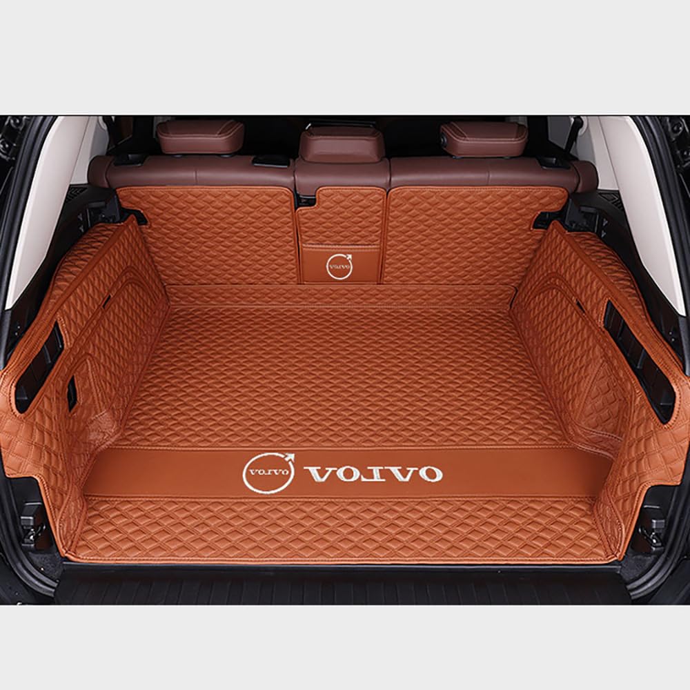 Auto Leder Kofferraummatte für Volvo XC40 2018 2019 2020 2021 2022 2023 2024 Kofferraum Schutzmatte rutschfest Wasserdicht Kofferraumwanne Interieur ZubehöR,Full Surround-Brown Style von YPXHCZYJ