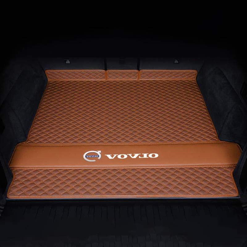 Auto Leder Kofferraummatte für Volvo XC60 2018-2022 2023 2024 Kofferraum Schutzmatte rutschfest Wasserdicht Kofferraumwanne Interieur ZubehöR,Main Cushion-Brown Style von YPXHCZYJ
