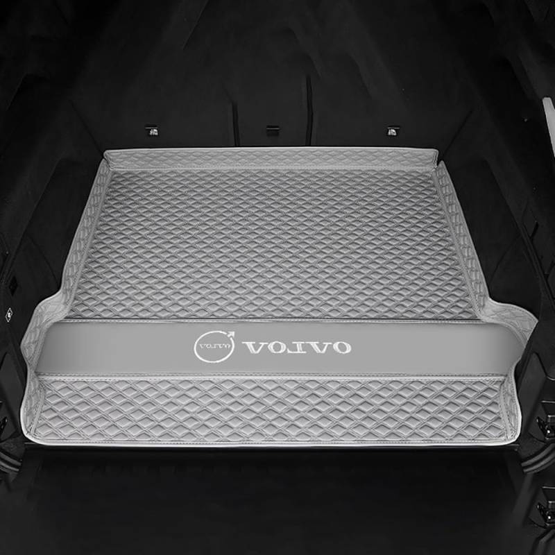 Auto Leder Kofferraummatte für Volvo XC60 2018-2023 2024 Kofferraum Schutzmatte rutschfest Wasserdicht Kofferraumwanne Interieur ZubehöR,Base Pad-Gray Style von YPXHCZYJ