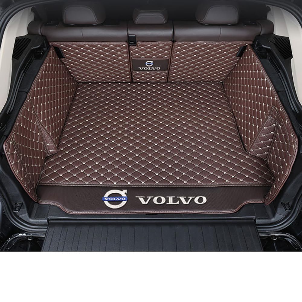 Auto Leder Kofferraummatte für Volvo XC60 II Hybrid 2018-2023 2024 Kofferraum Schutzmatte rutschfest Wasserdicht Kofferraumwanne Interieur ZubehöR,Coffee Style von YPXHCZYJ