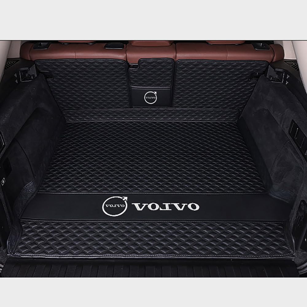 Auto Leder Kofferraummatte für Volvo XC60 II Hybrid 2018-2023 2024 Kofferraum Schutzmatte rutschfest Wasserdicht Kofferraumwanne Interieur ZubehöR,Half Surround-Black Style von YPXHCZYJ