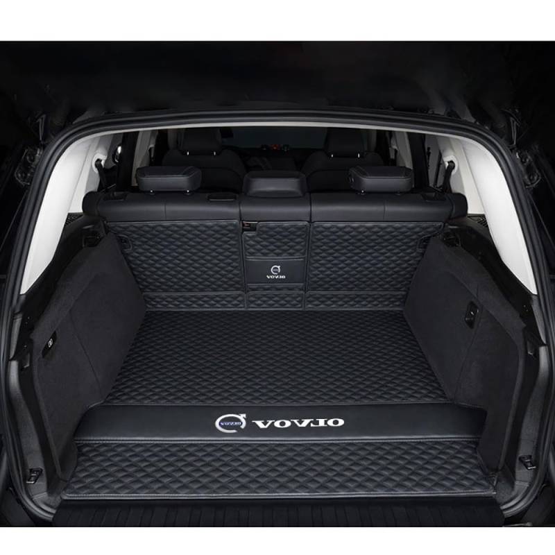 Auto Leder Kofferraummatte für Volvo XC60 II Hybrid 2018-2023 2024 Kofferraum Schutzmatte rutschfest Wasserdicht Kofferraumwanne Interieur ZubehöR,Main Cushion + Backrest-Black Style von YPXHCZYJ