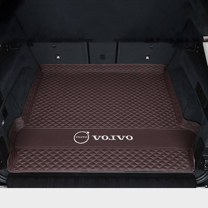 Auto Leder Kofferraummatte für Volvo XC60 RECHARGE 2018-2023 2024 Kofferraum Schutzmatte rutschfest Wasserdicht Kofferraumwanne Interieur ZubehöR,Base Pad-Coffee Style von YPXHCZYJ