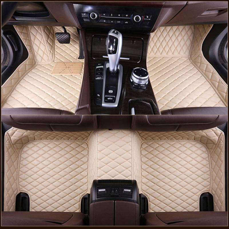 Fussmatten Auto für BMW Series 6 Gran Coupe (4door) F06 2011-2023, PU-Leder Allwetter wasserdichte rutschfeste Interieur-Accessoires,Beige von YPZHGS