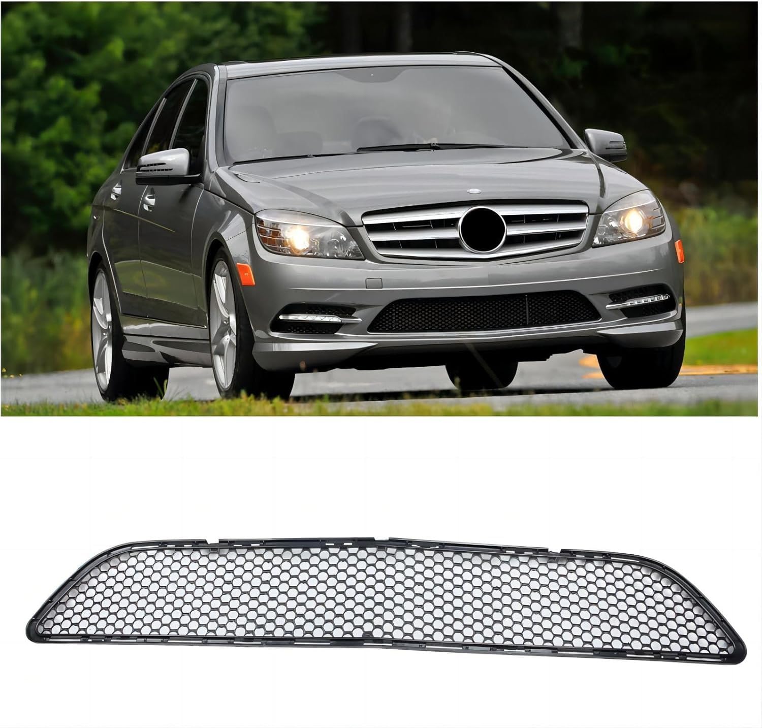 Auto Grill Auto Front Kühlergrille für Mercedes Benz C class W204 2007 2008 2009 2010 2011 2012 2013 2014, Verschleißfest Schützt den Motor vor Überhitzung Sport Stil Autoersatzteile Dauerhaft von YPZJJXQXQ