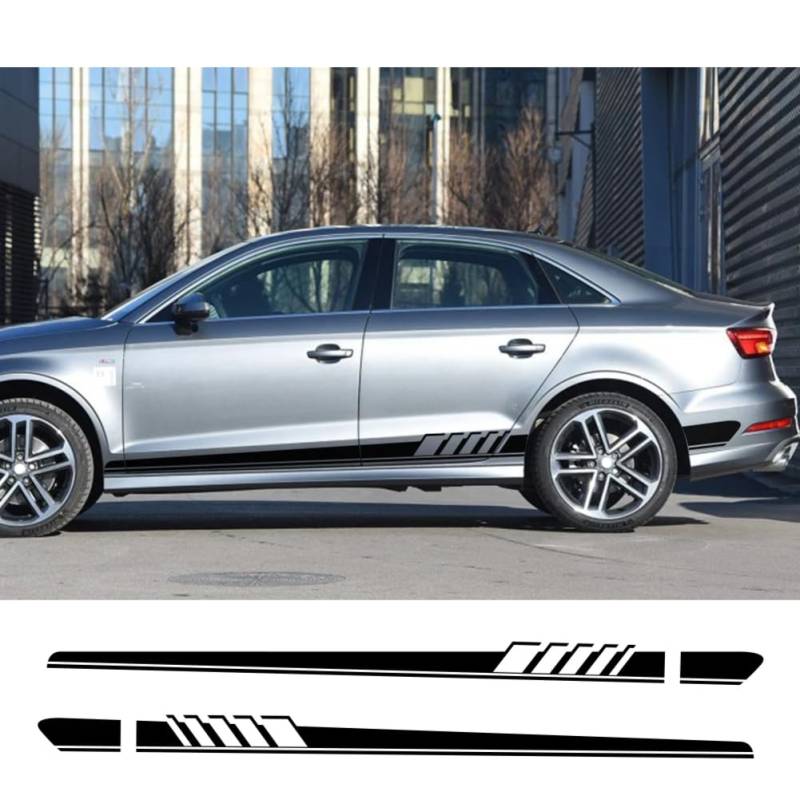 2 STÜCKE Auto-Seitenschweller-Aufkleber, für Audi A3 8P 8V A4 B6 B8 B7 A6 C5 C6 C7 Q3 Q5 Q7 TT Long Line Vinylfolie Aufkleber Autozubehör von YQSLYQS