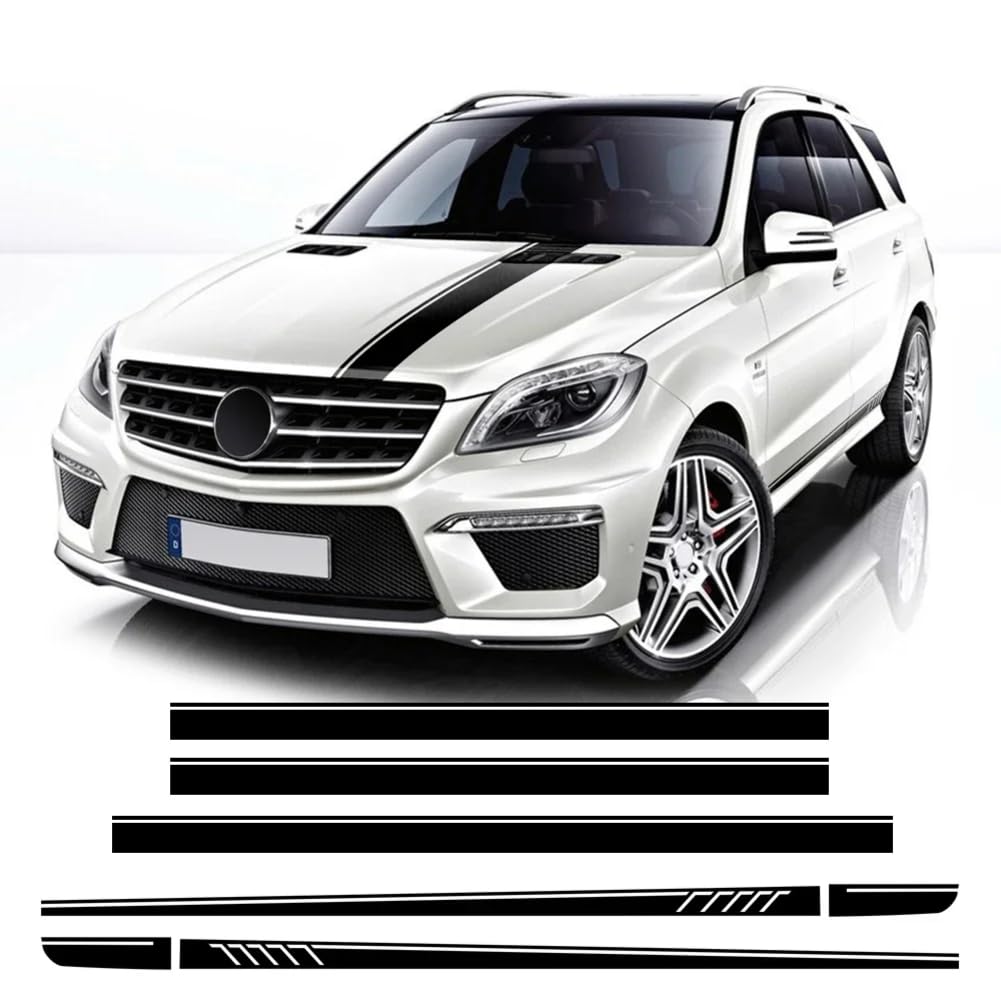 Autotür-Seitenschweller-Motorhaubenstreifen-Karosserieaufkleber, für Mecedes Benz ML-Klasse W164 W163 W166 ML320 ML350 ML55 ML63 von YQSLYQS