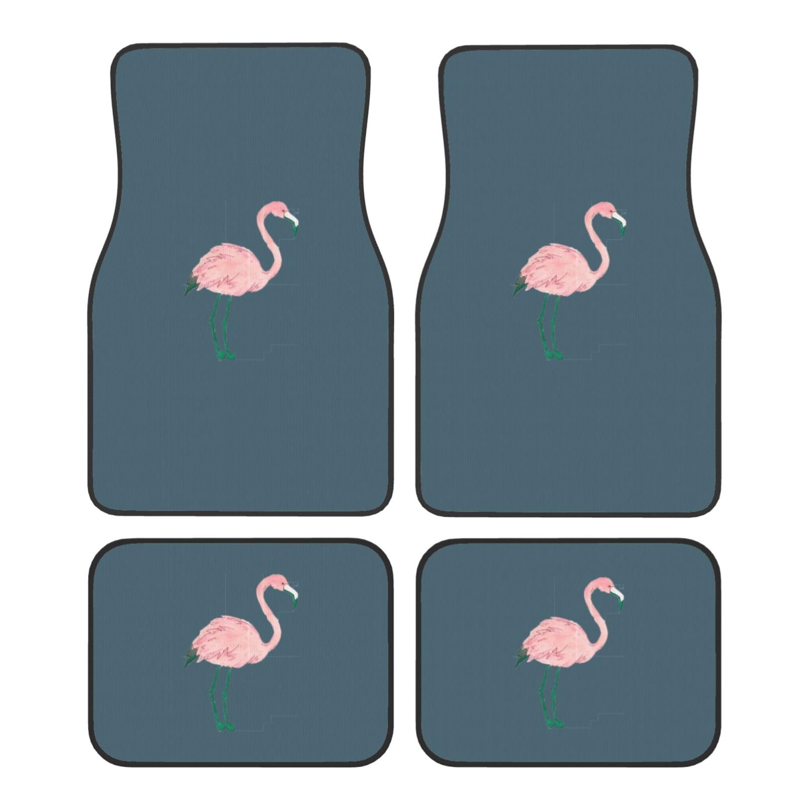 Handbemalter Flamingo-Vogel-Druck, universelle Automatten, 4-teiliges Set, Allwetter-Fußmatten, geeignet für SUVs und Autos von YQTGBCED