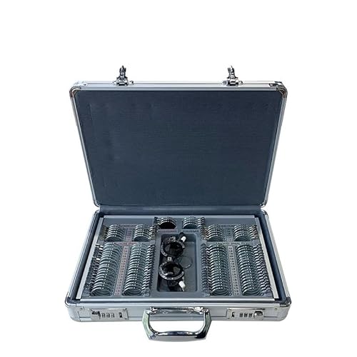 104pcs Optical Trial Lens Kit Metalloptik Linsen Optometrie Ausrüstung Augenschutz Zubehör mit Aluminium Aufbewahrungskoffer von YQVEOT