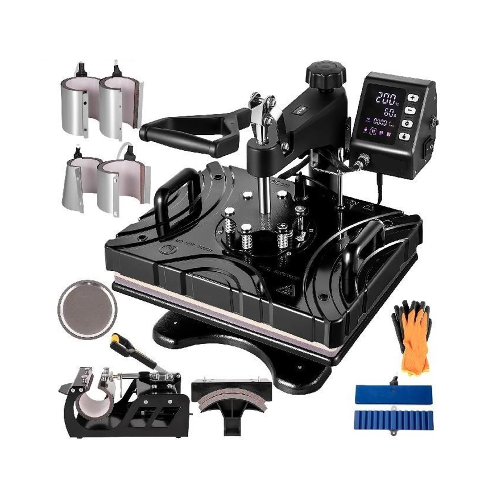 12 x 15 Zoll Transferpresse Sublimationsmaschine 10 in 1 multifunktionale Doppelrohrheizung verbesserte LED-Anzeige schwarz for T-Shirt von YQVEOT