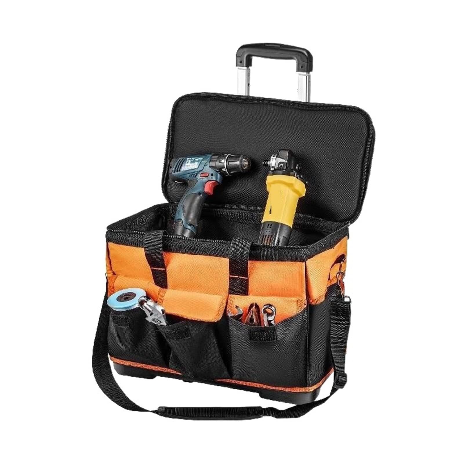 20-Zoll-Rollwerkzeugtasche, tragbare Elektriker-Reparatur, 17 Taschen, auf Rädern, faltbar, große, dicke, wasserdichte Aufbewahrungstasche von YQVEOT