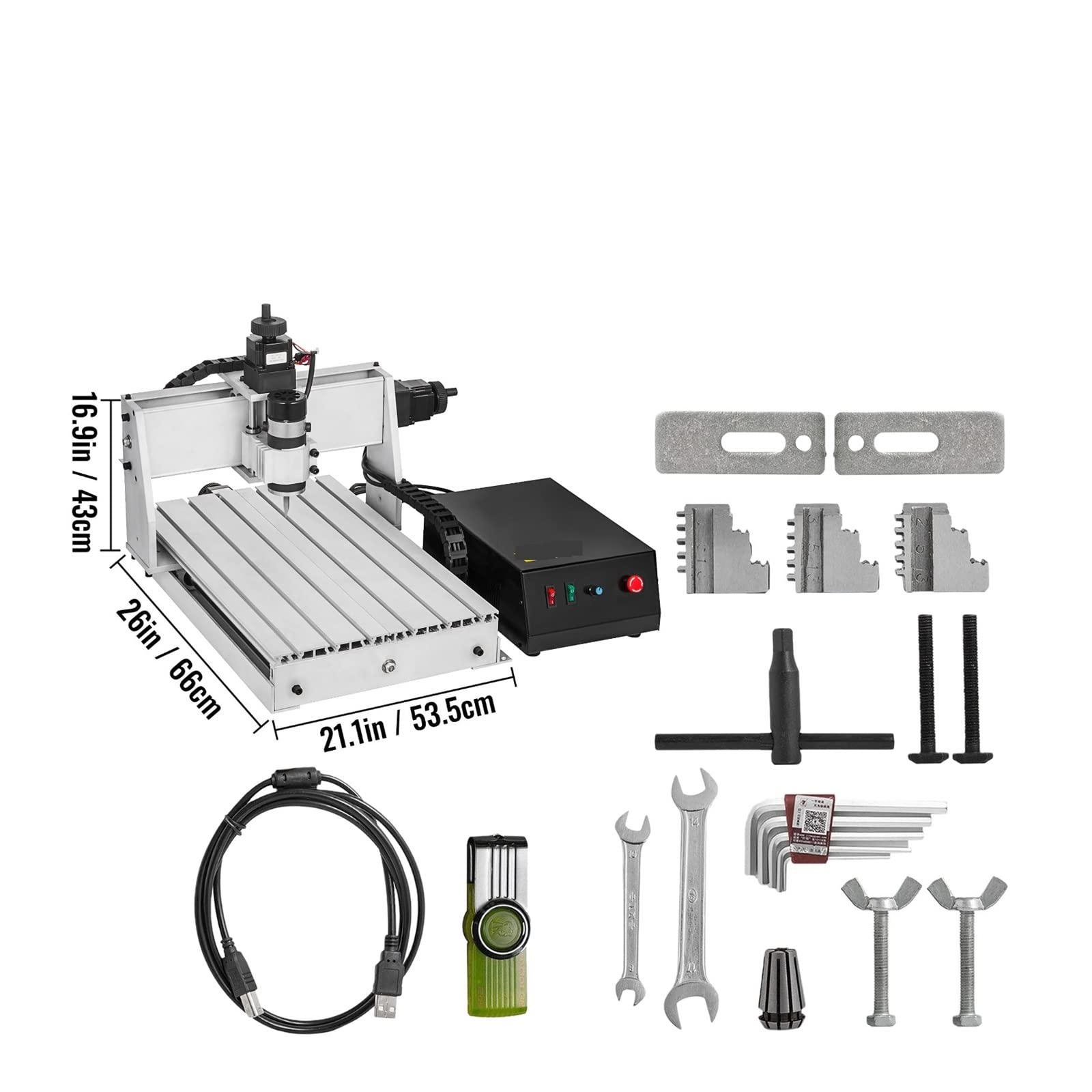 3/4-Achsen-CNC-Fräsergravierer 6040/3040/3020 USB-Fräsmaschine 3D-PVC-Gravierschnitzmaschine Holzbearbeitung(3 Axis CNC 3040) von YQVEOT