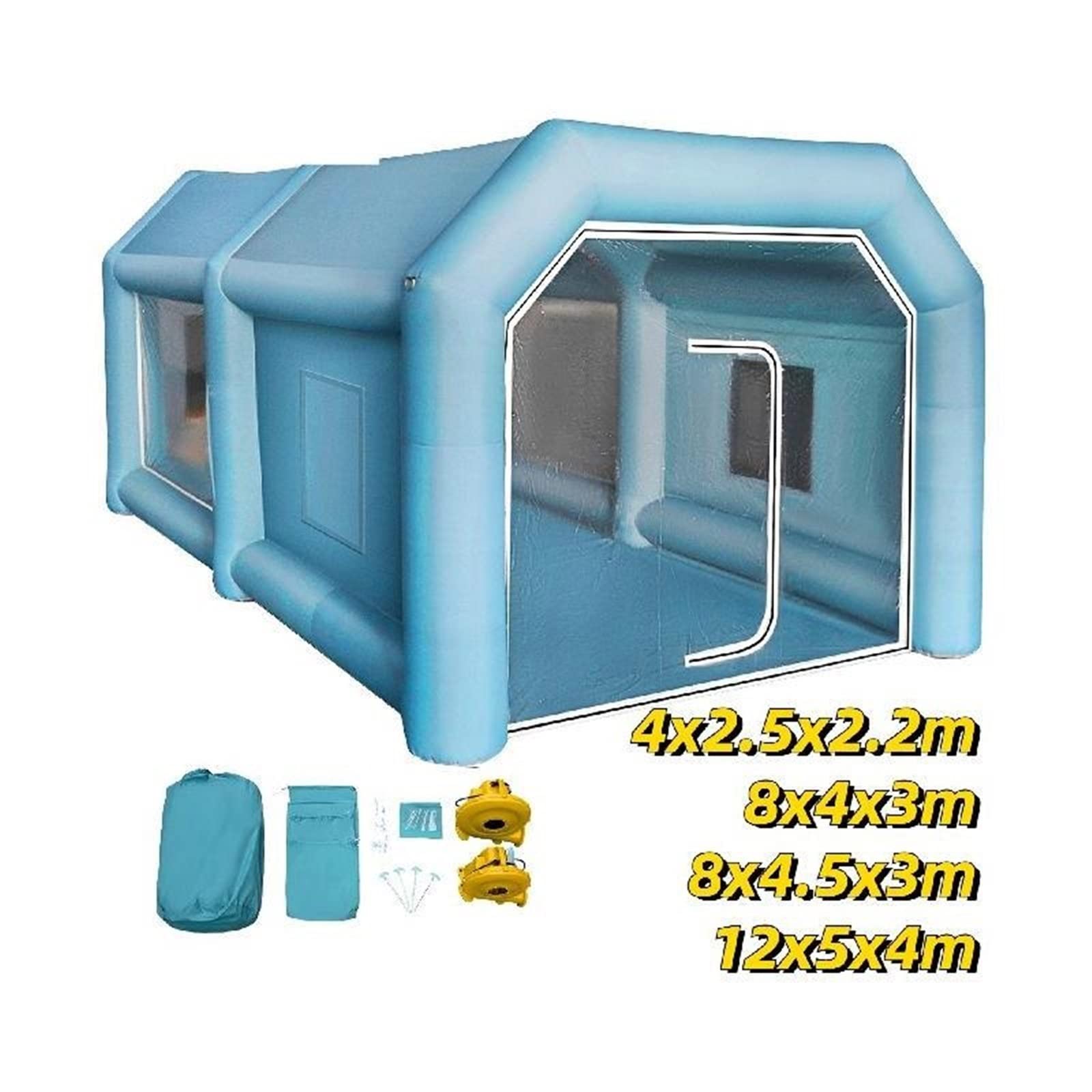 4/8/12M Aufblasbare Lackierkabine 2 Gebläse Tragbares Riesen-Autozelt mit Filtersystem Mobile Raum-Airbrush-Garage im Freien(8x4x3m) von YQVEOT