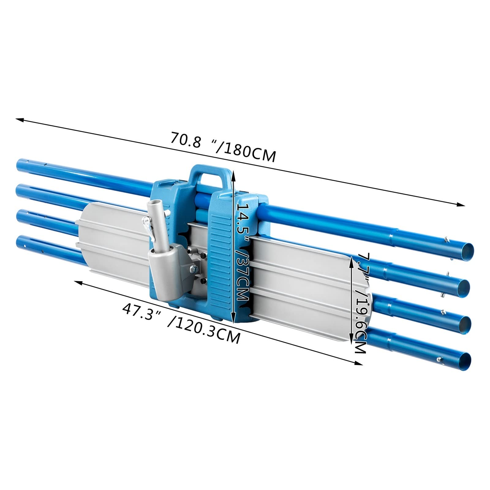 Betonschwimmer 1200 x 200 mm/1200 x 300 mm Finish Bull Float mit 4 Griffen, rundem Ende, Trockenbauwerkzeug, Zementkelle(Blue 1200x200mm) von YQVEOT