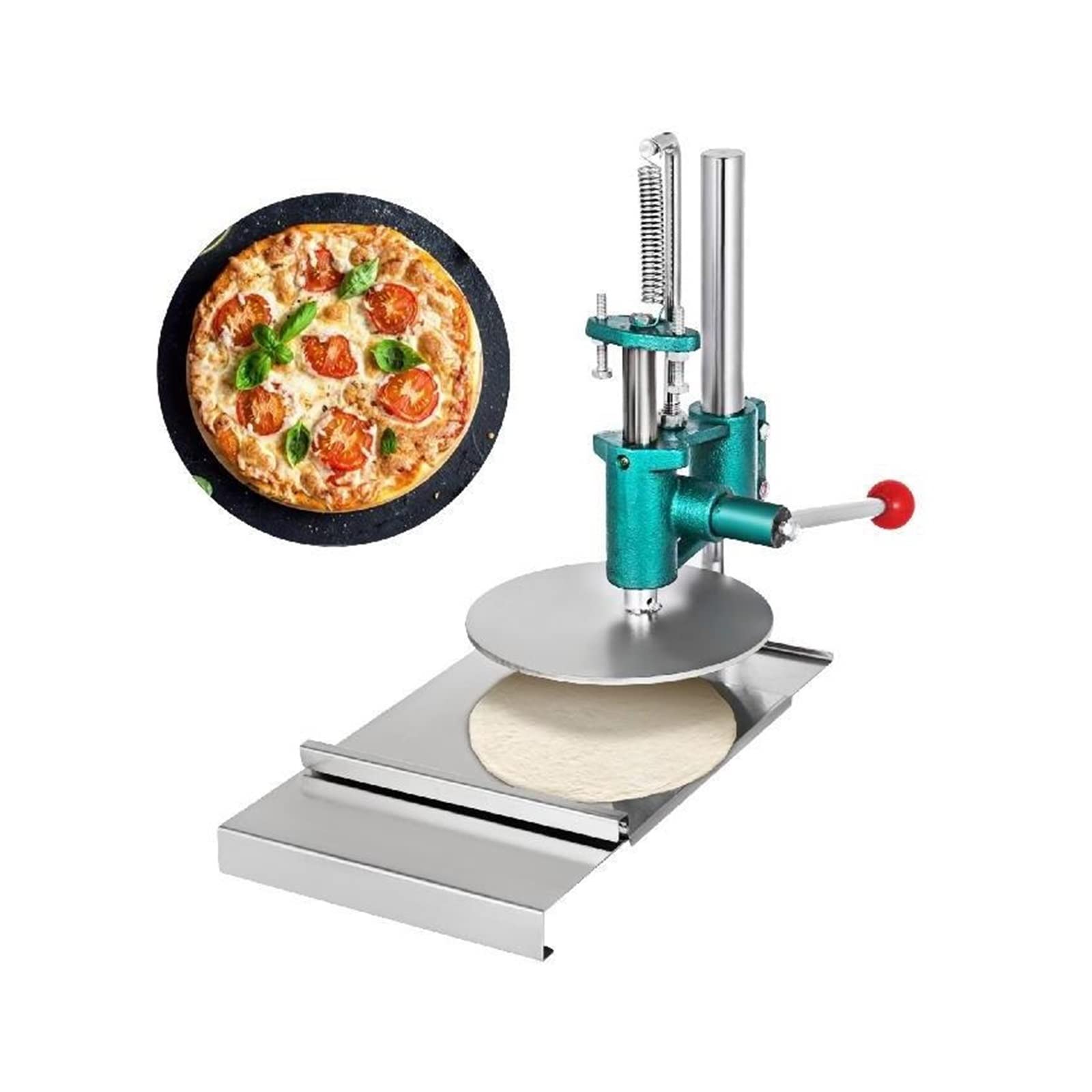 Edelstahl-Pizzateig-Gebäck, manuelle Pressmaschine, Haushalts-Pizzapresse, Küchenwerkzeuge (20 cm) von YQVEOT