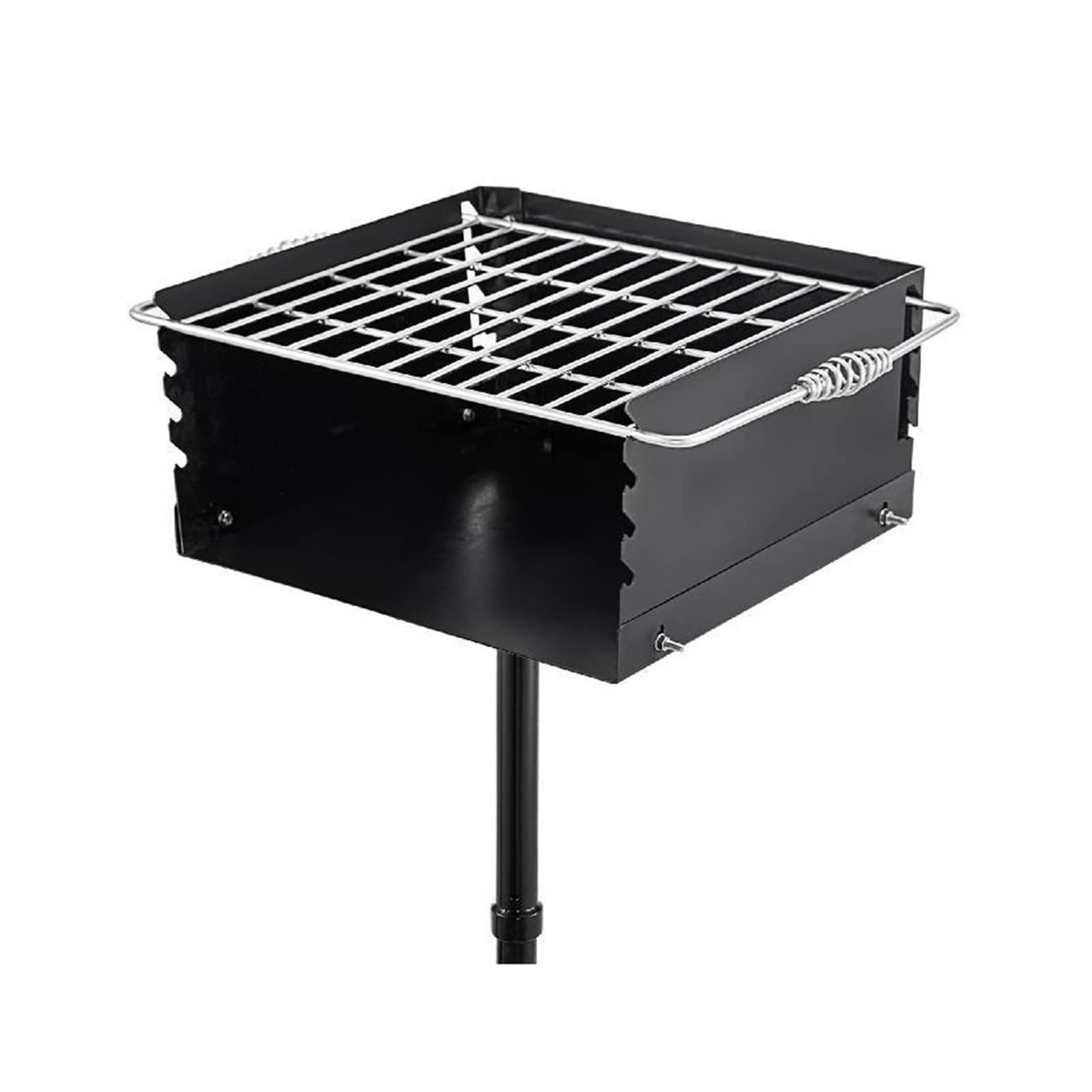 Holzkohle-Grills Einpfosten-Carbon-Fleischgrill mit Grillrost 360º verstellbarer Drehofen Camping-Grill im Freien(16x16 Inch) von YQVEOT