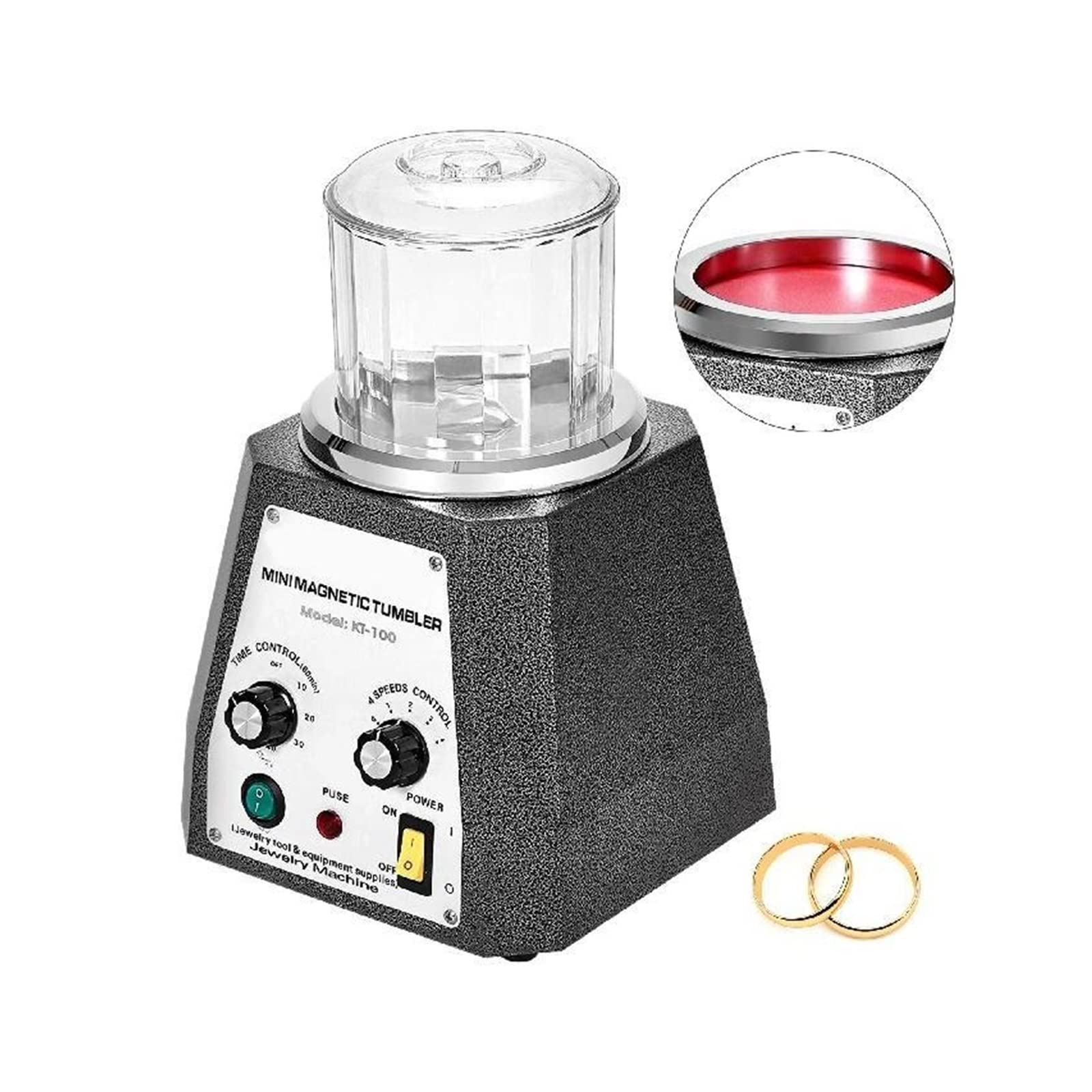 KT-100 Magnetic Jewelry Polisher Rotations-Schmuckpoliermaschine Trommelpolierer for Juwelier-Juweliergeschäft von YQVEOT