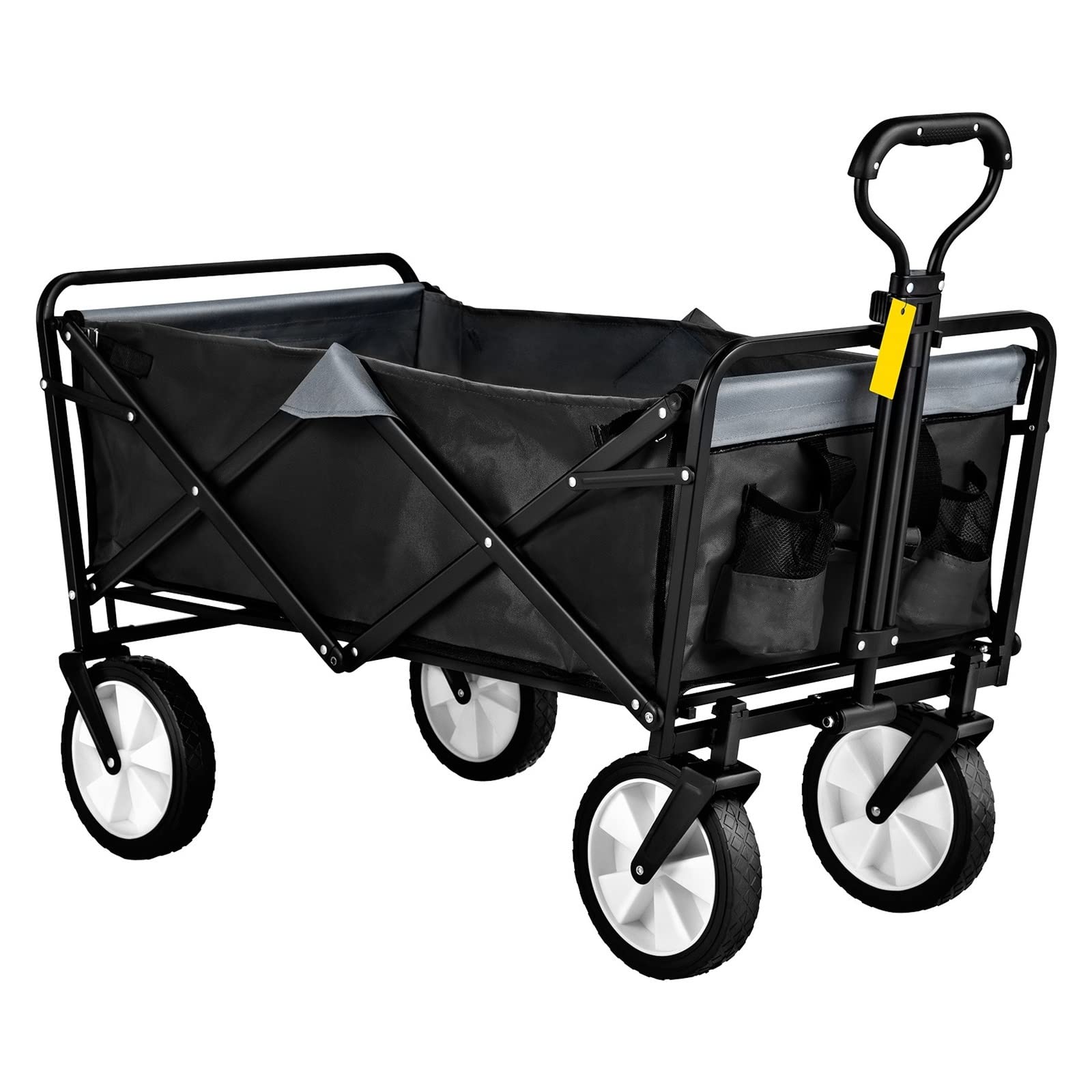 Klappbarer Wagenwagen, tragbarer Outdoor-Campingstrand, große Kapazität, verstellbarer Multifunktionsgriff for Picknick-Grillwagen(Black and Gray) von YQVEOT