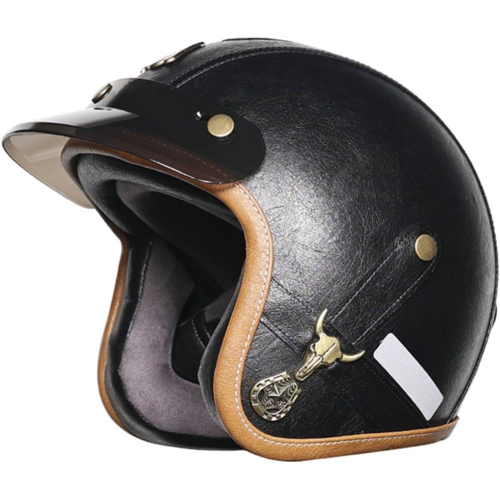 3/4-Motorradhelm, DOT/ECE-Zertifizierter Retro-Motorradhelm, Cooler Vintage-Vespa-Scooter-ATV-Moped-Straßenhelm Für Männer Und Frauen B,L=59~60CM von YQWDWD