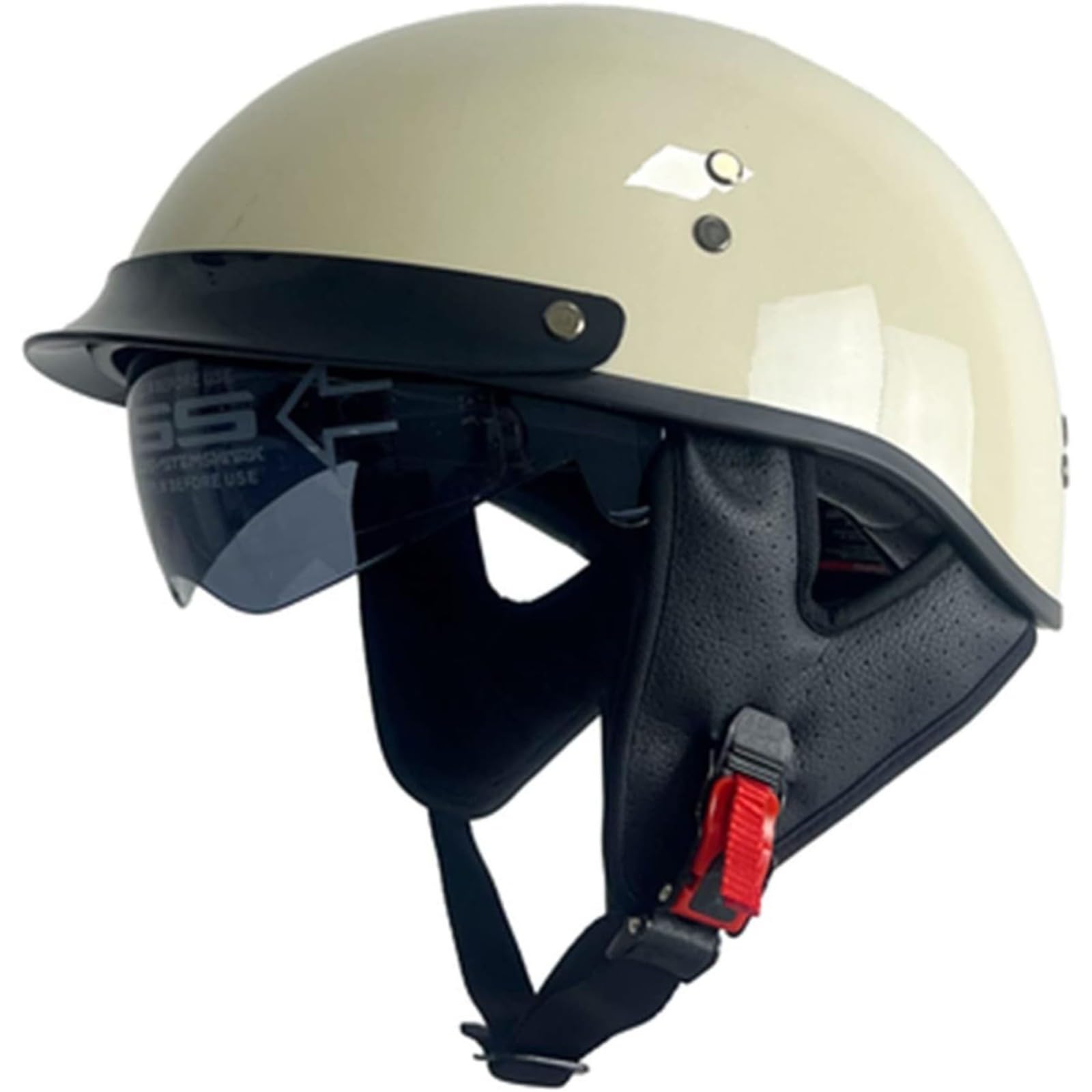 Carbonfaser-Motorradhelm, Motorrad-Halbhelm Mit Offenem Gesicht, Retro-Sonnenblende, Abnehmbares Futter, EPS-Puffer, Chopper, Scooter, E-Bike, Herren, Damen B,L=59~60CM von YQWDWD