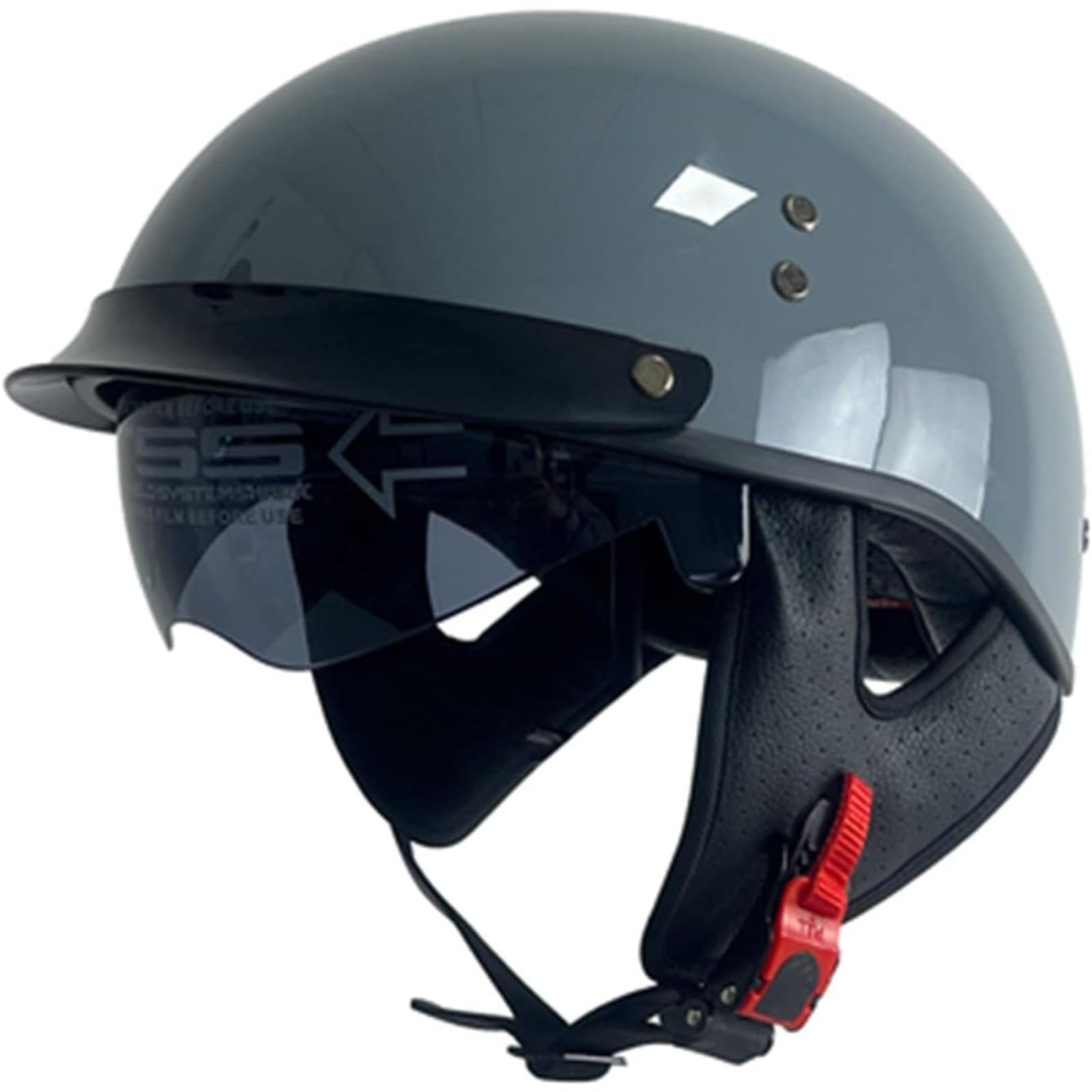 Carbonfaser-Motorradhelm, Motorrad-Halbhelm Mit Offenem Gesicht, Retro-Sonnenblende, Abnehmbares Futter, EPS-Puffer, Chopper, Scooter, E-Bike, Herren, Damen D,L=59~60CM von YQWDWD