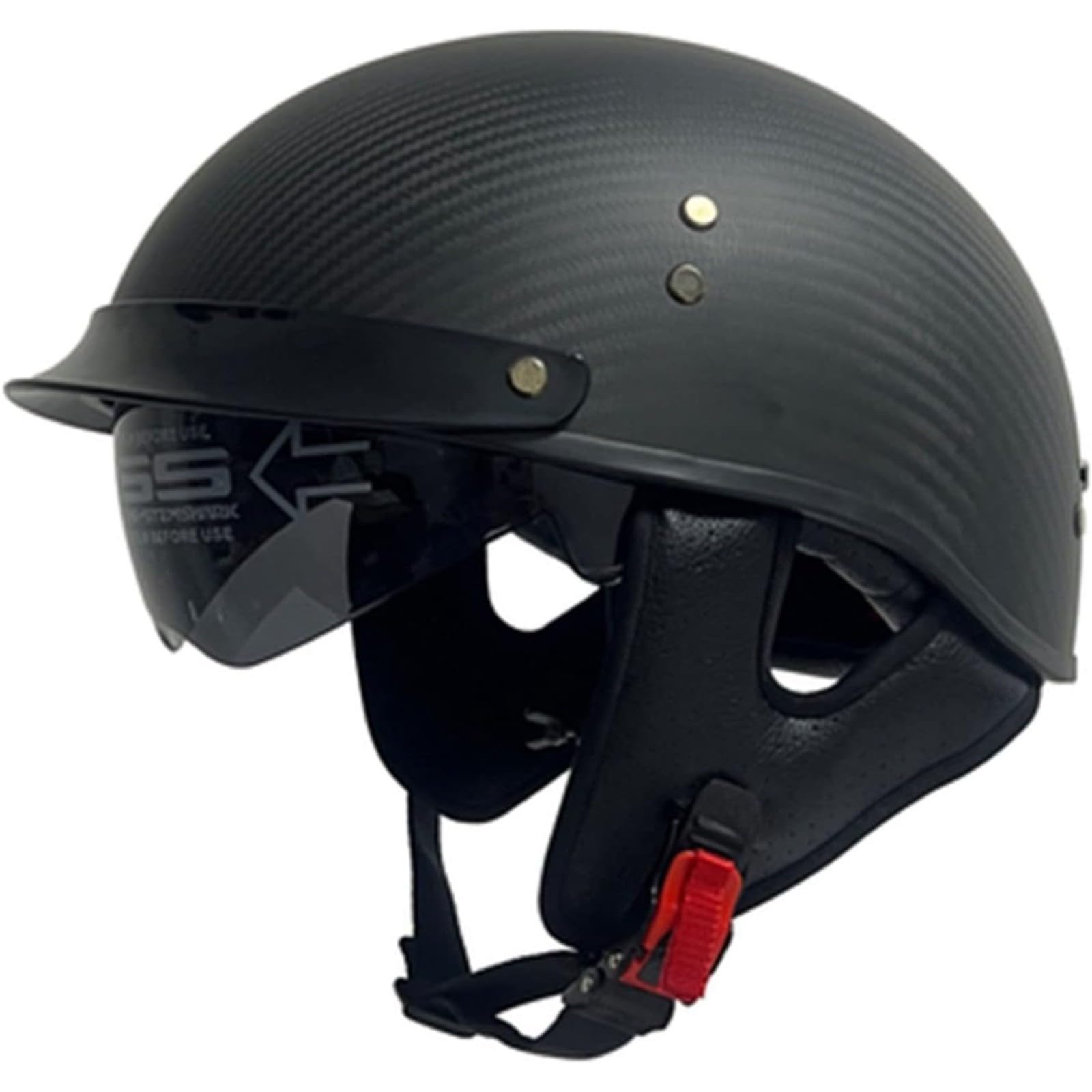 Carbonfaser-Motorradhelm, Motorrad-Halbhelm Mit Offenem Gesicht, Retro-Sonnenblende, Abnehmbares Futter, EPS-Puffer, Chopper, Scooter, E-Bike, Herren, Damen E,L=59~60CM von YQWDWD