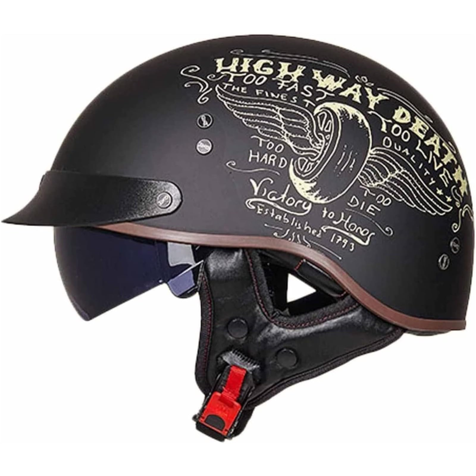 Halbhelme Jethelme, ECE-Zertifizierter Persönlichkeit Retro-Motorradhelm Brain Cap Cruiser Chopper Scooter Pilot Jethelm G,XL=61~62CM von YQWDWD