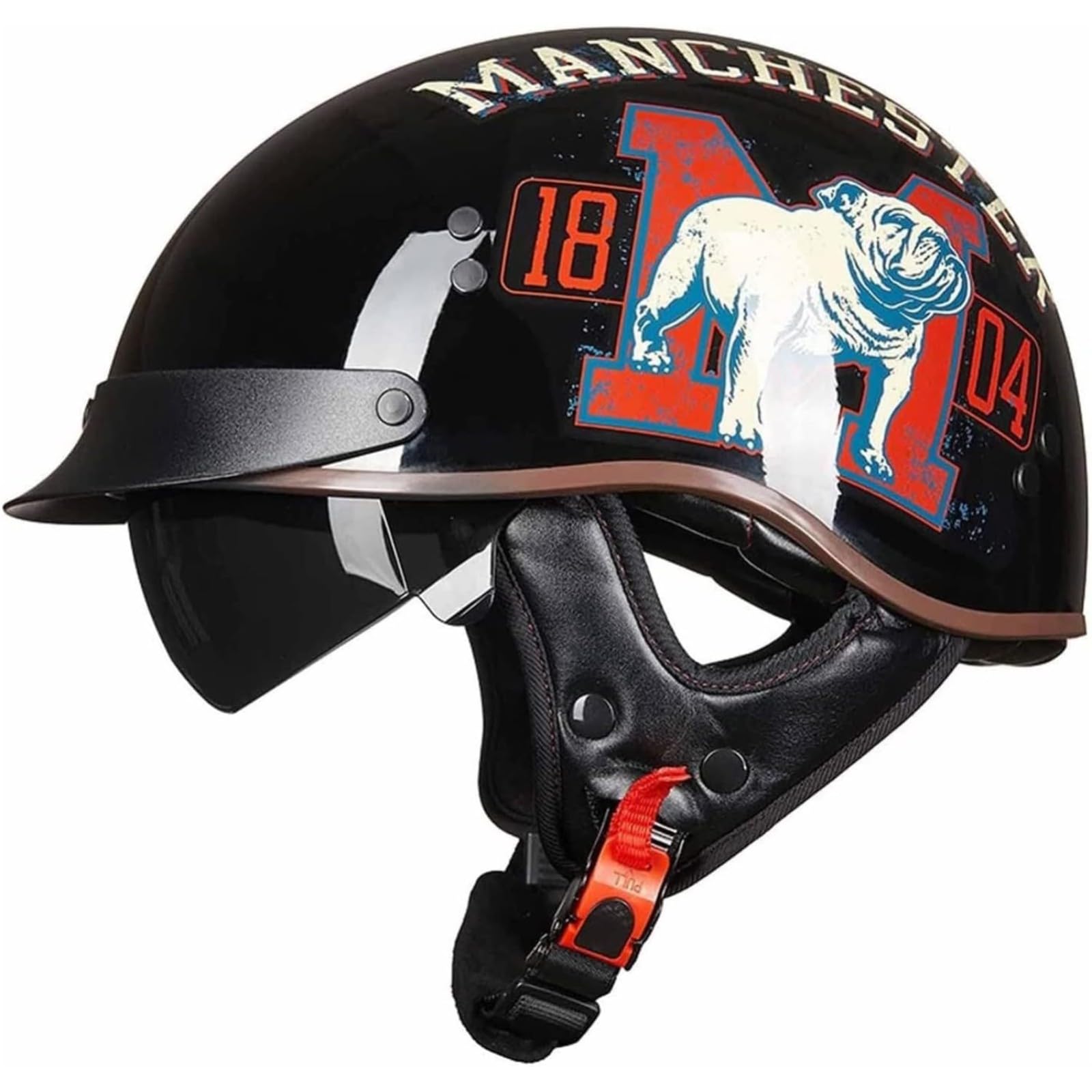 Halbhelme Jethelme, ECE-Zertifizierter Persönlichkeit Retro-Motorradhelm Brain Cap Cruiser Chopper Scooter Pilot Jethelm J,L=59~60CM von YQWDWD