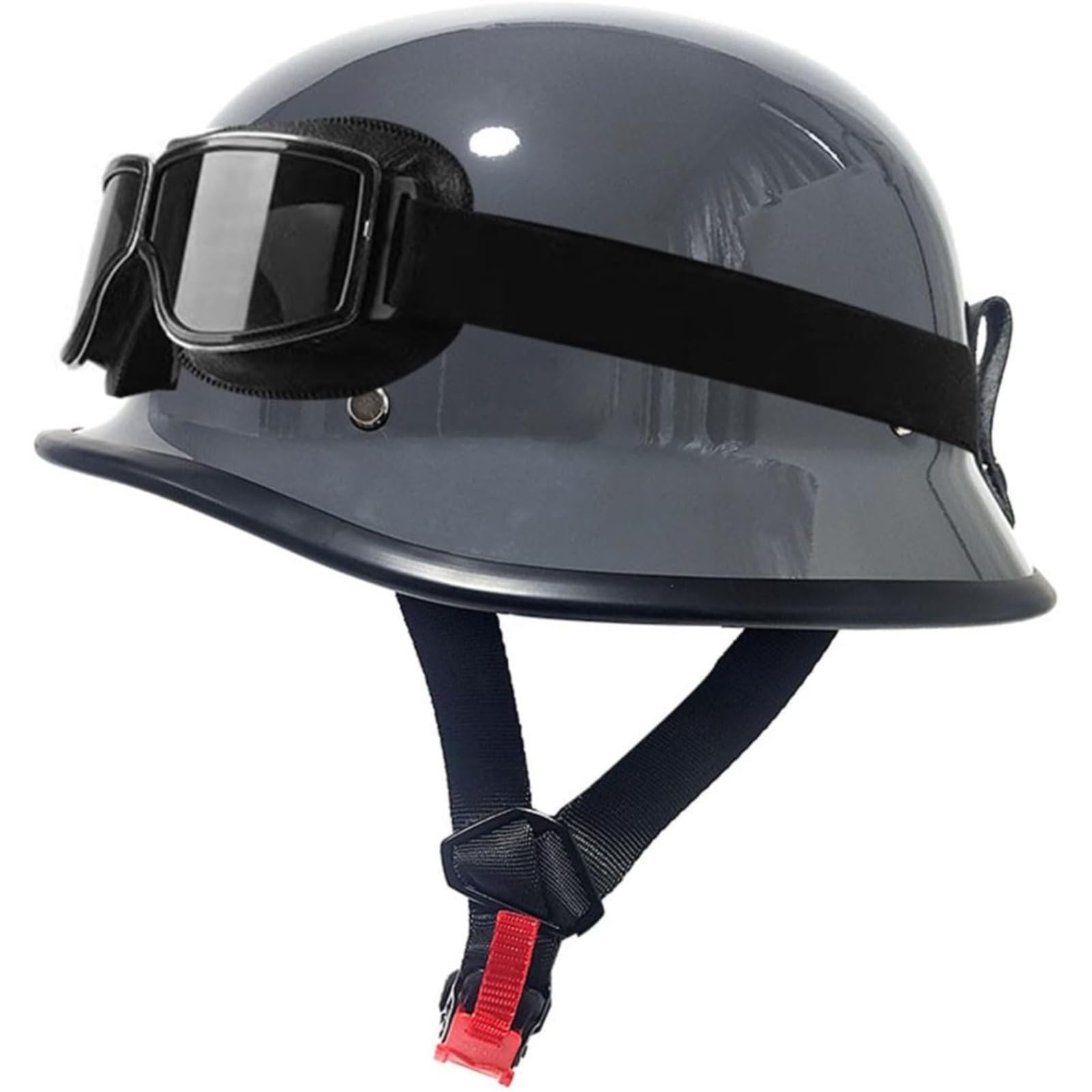 Halbschalenhelm, ECE-Zertifizierter Motorrad-Halbhelm Im Deutschen Stil, Motorradhelm, Jethelm, Mopedhelm, Rollerhelm Mit Schutzbrille Für Damen Und Herren C,M=57~58CM von YQWDWD