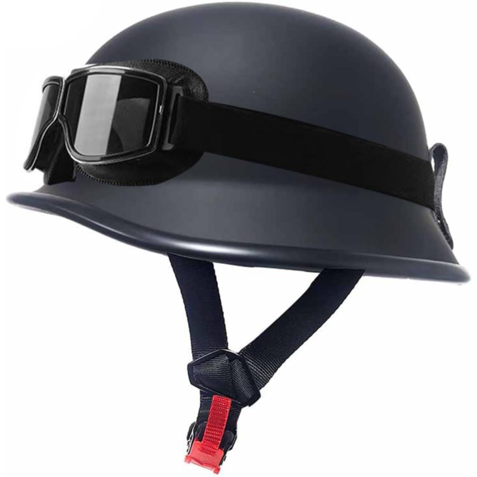 Halbschalenhelm, ECE-Zertifizierter Motorrad-Halbhelm Im Deutschen Stil, Motorradhelm, Jethelm, Mopedhelm, Rollerhelm Mit Schutzbrille Für Damen Und Herren D,XL=61~62CM von YQWDWD