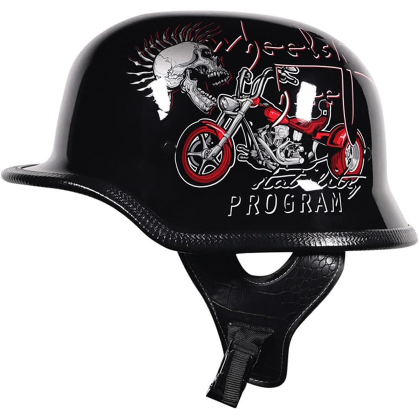 Halbschalenhelm Im Deutschen Stil, ECE-Geprüfter Retro-Halbhelm Für Motorradfahrer, Halbhelm, Motorrad-Jethelm Für Roller, Moped, Cruiser G,M=57~58CM von YQWDWD