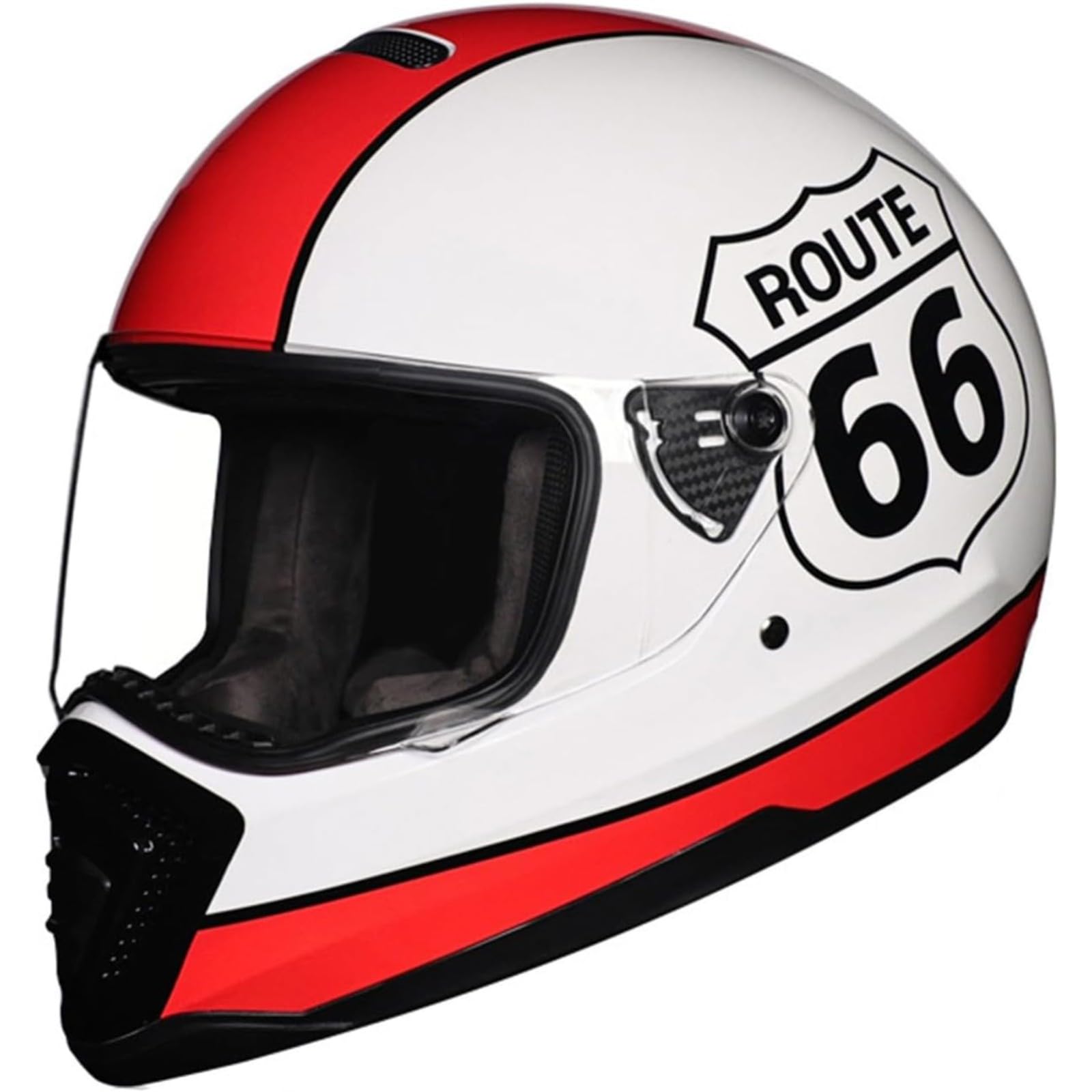 Integralhelm Motorradhelm, ECE-Geprüfter Motorradhelm, Integralhelm Für Männer Und Frauen, Scooter Retro Classic Crash Racing Helm E,L=59~60CM von YQWDWD