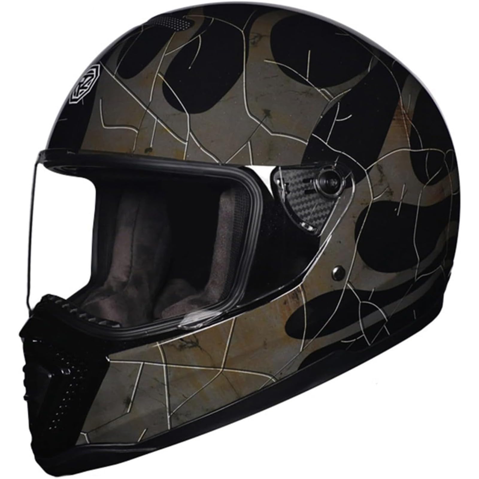 Integralhelm Motorradhelm, ECE-Geprüfter Motorradhelm, Integralhelm Für Männer Und Frauen, Scooter Retro Classic Crash Racing Helm G,L=59~60CM von YQWDWD