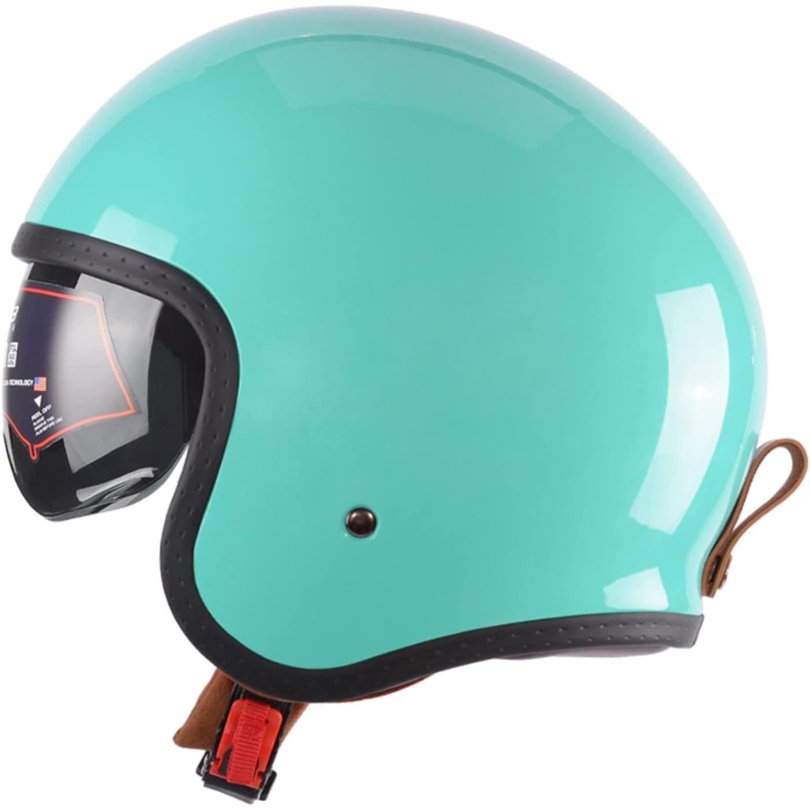 Jethelm Mit Visier Retro Pilotenhelm, Qualität Nach ECE-Norm Rollerhelm, Motorradhelm Mit Visier Für Damen Herren Erwachsene B,XL=59~60CM von YQWDWD