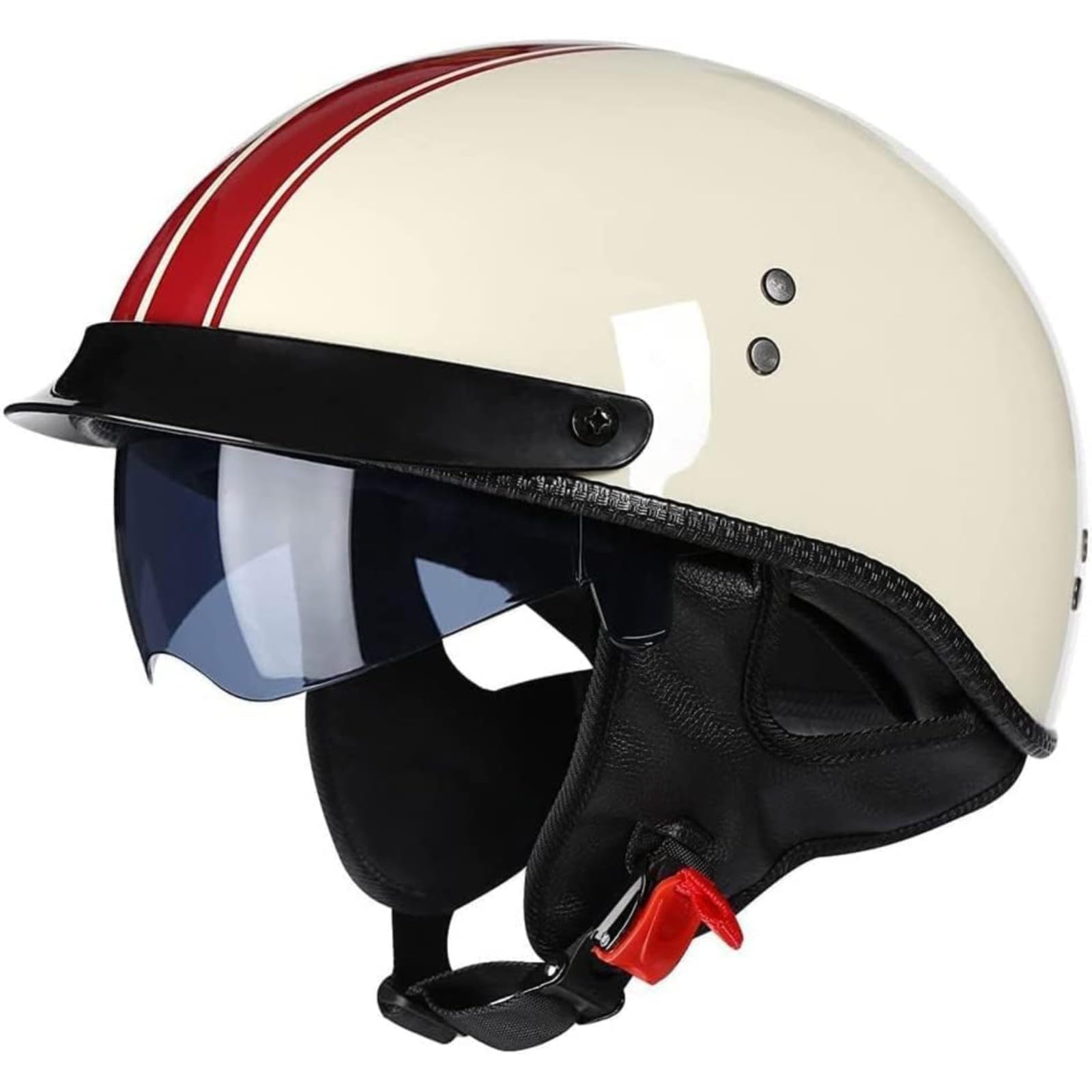 Jethelm Motorradhelm, DOT/ECE-Geprüfter Rollerhelm Offener Halbschalenhelm Halbhelm Halboffener Helm Für Erwachsene Männer Frauen A,M=57~58CM von YQWDWD