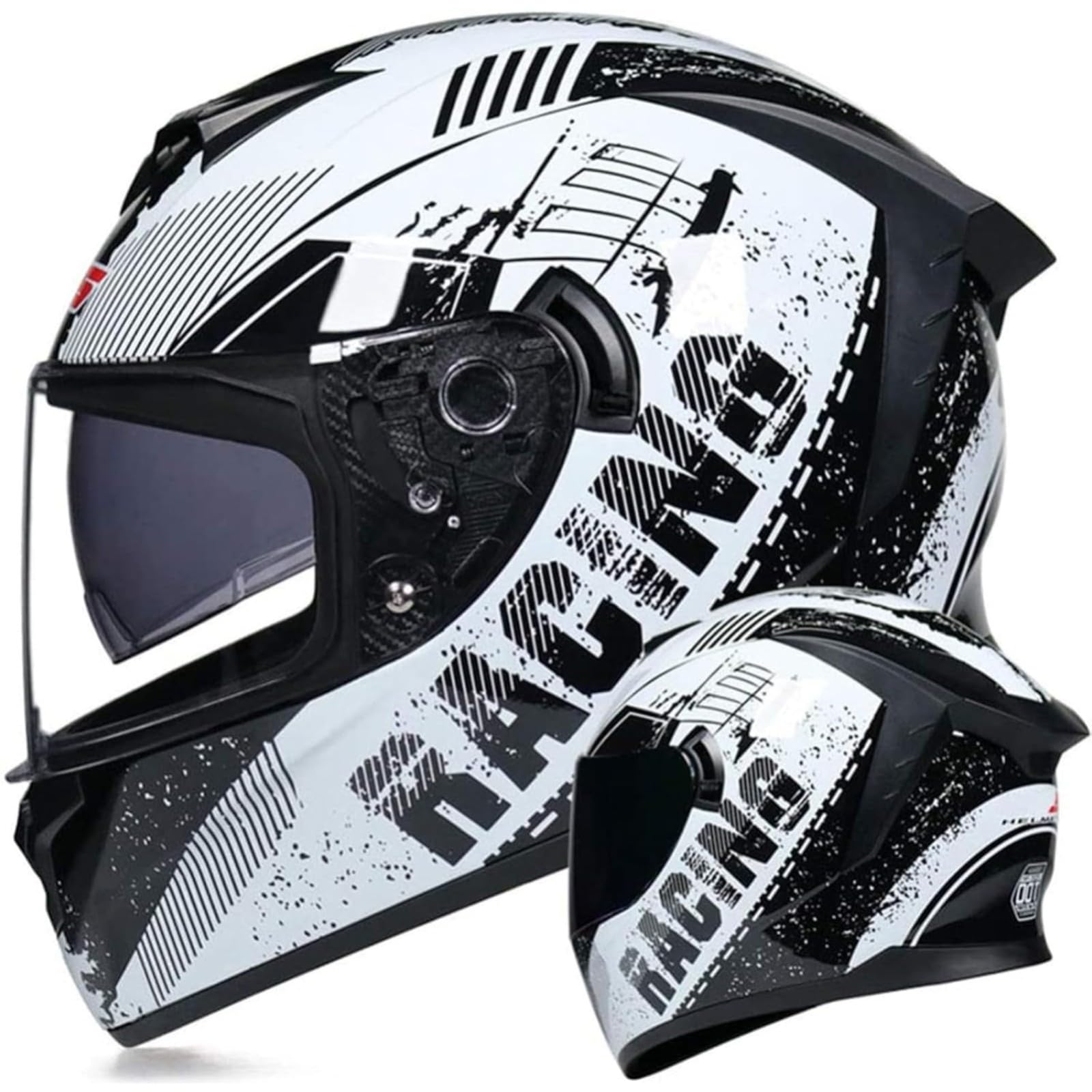 Motorradhelm Klapphelm, DOT/ECE-Zugelassener Modularer Integralhelm Mit Doppelvisier, Für Erwachsene, Männer, Frauen, Motorräder, Motorroller F,M=57~58CM von YQWDWD