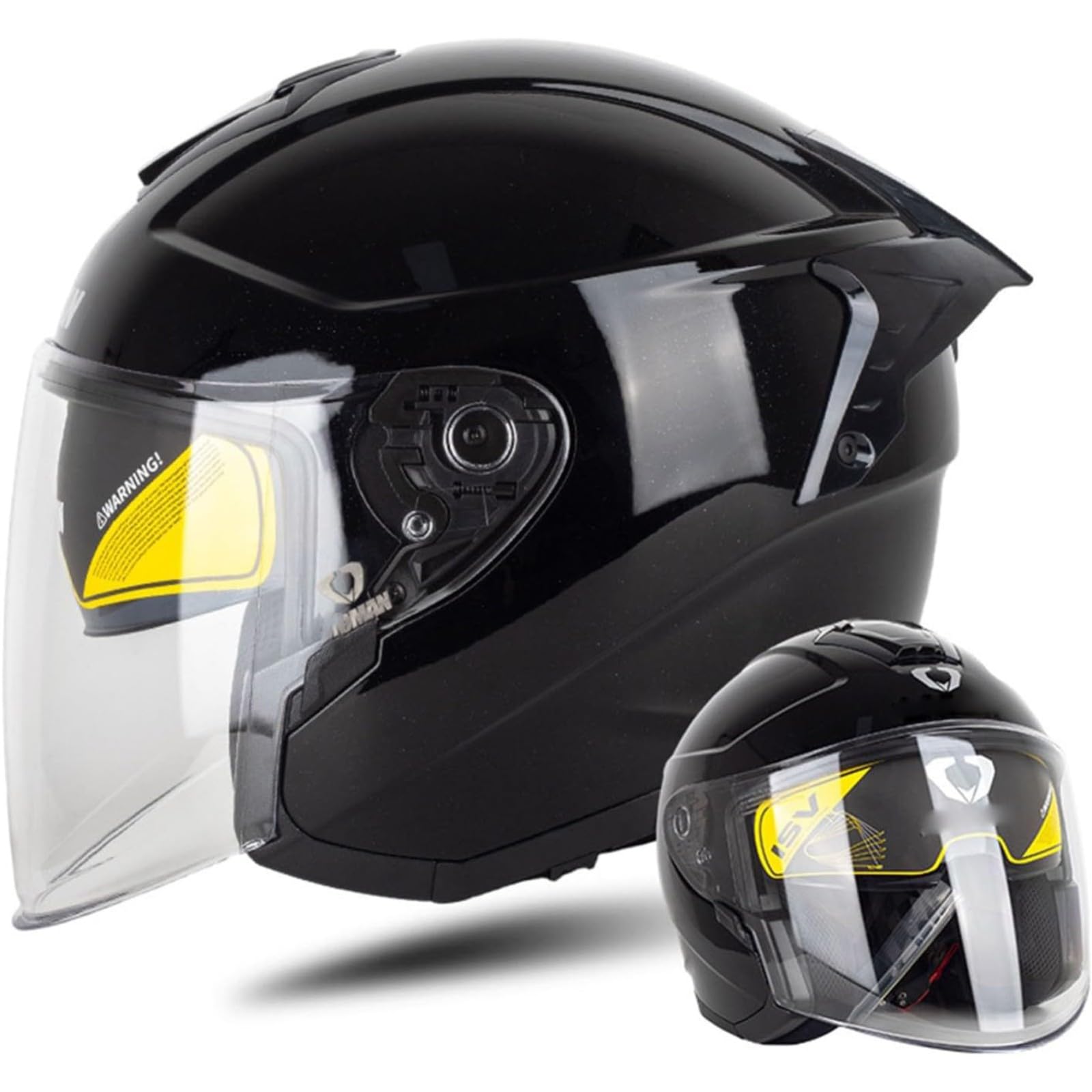 Offener Motorradhelm, DOT/ECE-Zertifizierter Vintage 3/4 Jet-Motorradhelm Doppelvisier Abnehmbares Und Waschbares Futter Sonnenschutzhelm Moped-Roller C,L=59~60CM von YQWDWD