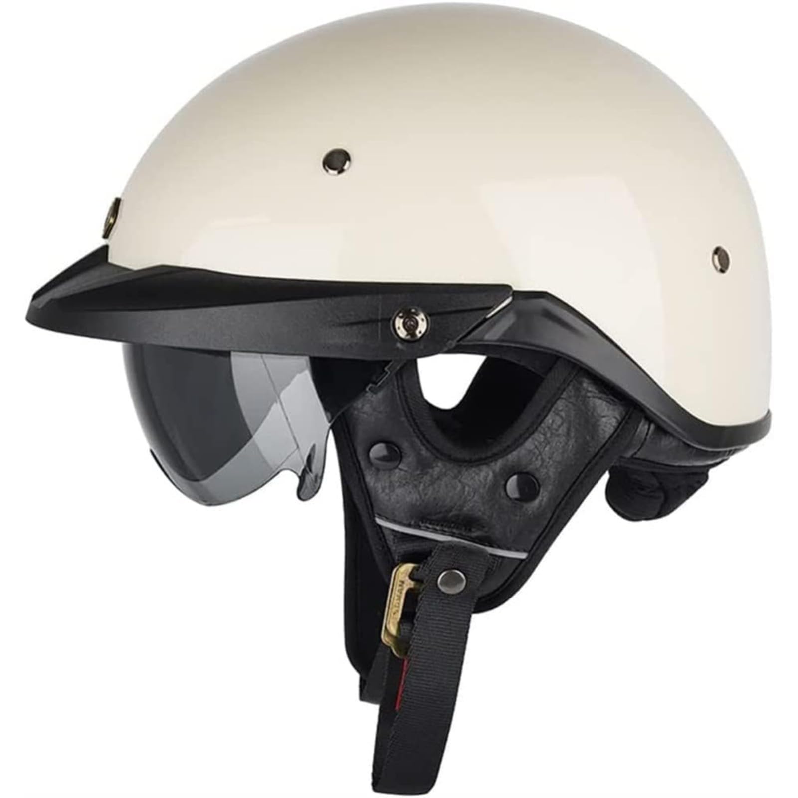 Offener Motorradhelm, DOT/ECE-Zugelassener Halbschalenhelm Mit Visier, Motorradhelm Für Erwachsene, Männer Und Frauen, Motorrad-Cruiser-Jethelm A,XXXL=65~66CM von YQWDWD