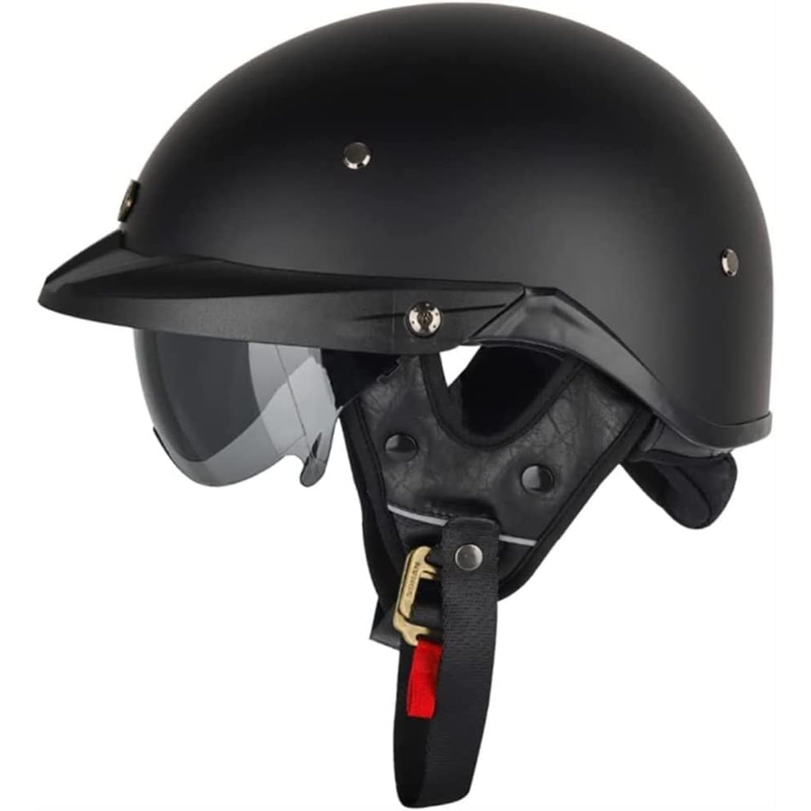 Offener Motorradhelm, DOT/ECE-Zugelassener Halbschalenhelm Mit Visier, Motorradhelm Für Erwachsene, Männer Und Frauen, Motorrad-Cruiser-Jethelm D,S=55~56CM von YQWDWD