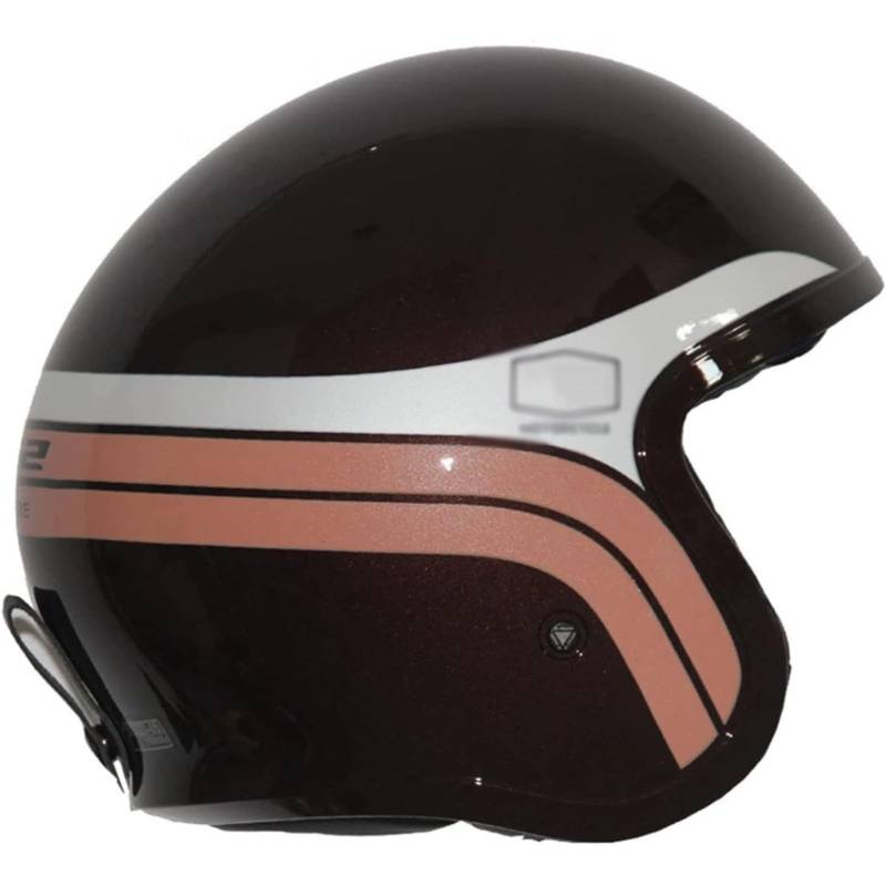 Offener Motorradhelm Mit Sonnenblende, ECE-Normen Roller Motorrad Retrohelm Atmungsaktiv Pilot Jethelm B,M=55~56CM von YQWDWD